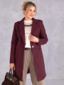 PŁASZCZ Klasyczny GUZIK Elegancki ADAMINA - Bordo