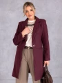 PŁASZCZ Klasyczny GUZIK Elegancki ADAMINA - Bordo