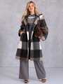 PŁASZCZ Oversize KRATA Luźny ALEXANDRA - Brąz