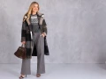 PŁASZCZ Oversize KRATA Luźny ALEXANDRA - Brąz