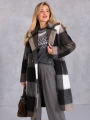 PŁASZCZ Oversize KRATA Luźny ALEXANDRA - Brąz