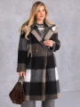 PŁASZCZ Oversize KRATA Luźny ALEXANDRA - Brąz