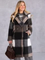 PŁASZCZ Oversize KRATA Luźny ALEXANDRA - Brąz