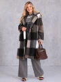 PŁASZCZ Oversize KRATA Luźny ALEXANDRA - Brąz