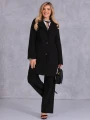 PŁASZCZ Elegancki GUZIKI Marynarka GIZELA - Czerń