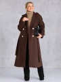 PŁASZCZ Wiązany DŁUGI Guziki DALIA - Czekolada