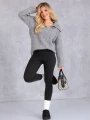 LEGGINSY Wyszczuplające BAWEŁNA Prążki CLOVER - Grafit