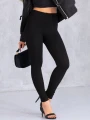 LEGGINSY Wyszczuplające BAWEŁNA Prążki CLOVER - Czarny