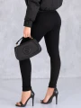 LEGGINSY Wyszczuplające BAWEŁNA Prążki CLOVER - Czarny