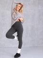 LEGGINSY Wyszczuplające BAWEŁNA Prążki CLOVER - Szary