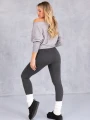 LEGGINSY Wyszczuplające BAWEŁNA Prążki CLOVER - Szary
