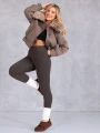 LEGGINSY Wyszczuplające BAWEŁNA Prążki CLOVER - Brąz