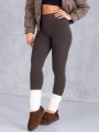 LEGGINSY Wyszczuplające BAWEŁNA Prążki CLOVER - Brąz