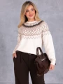 Ciepły SWETER Z Zawieszką WZORKI ALISZA - Beige