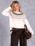 Ciepły SWETER Z Zawieszką WZORKI ALISZA - Beige