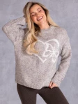 Ciepły SWETER Motyl SERCE Wzór ELIN - Beige