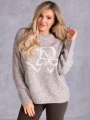 Ciepły SWETER Motyl SERCE Wzór ELIN - Beige