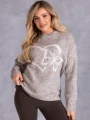Ciepły SWETER Motyl SERCE Wzór ELIN - Beige