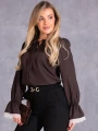 BLUZKA Elegancka KORONKA Wiązanie HENRIETA - Czekolada