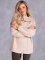 SWETER Warkocze WIĄZANIE Milutki VIKA - Beig