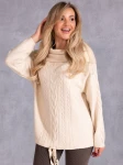 SWETER Warkocze WIĄZANIE Milutki VIKA - Ecru