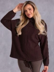 SWETER Warkocze WIĄZANIE Milutki VIKA - Brąz