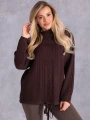 SWETER Warkocze WIĄZANIE Milutki VIKA - Brąz