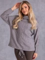 SWETER Warkocze WIĄZANIE Milutki VIKA - Szary