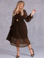 SUKIENKA Elegancka KORONKA Pasek ARAMINTA - Czekolada