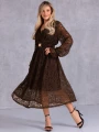 SUKIENKA Elegancka KORONKA Pasek ARAMINTA - Czekolada