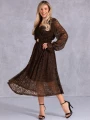 SUKIENKA Elegancka KORONKA Pasek ARAMINTA - Czekolada