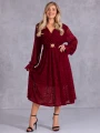 SUKIENKA Elegancka KORONKA Pasek ARAMINTA - Bordo