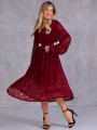 SUKIENKA Elegancka KORONKA Pasek ARAMINTA - Bordo