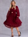 SUKIENKA Elegancka KORONKA Pasek ARAMINTA - Bordo