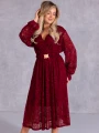 SUKIENKA Elegancka KORONKA Pasek ARAMINTA - Bordo