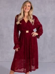 SUKIENKA Elegancka KORONKA Pasek ARAMINTA - Bordo