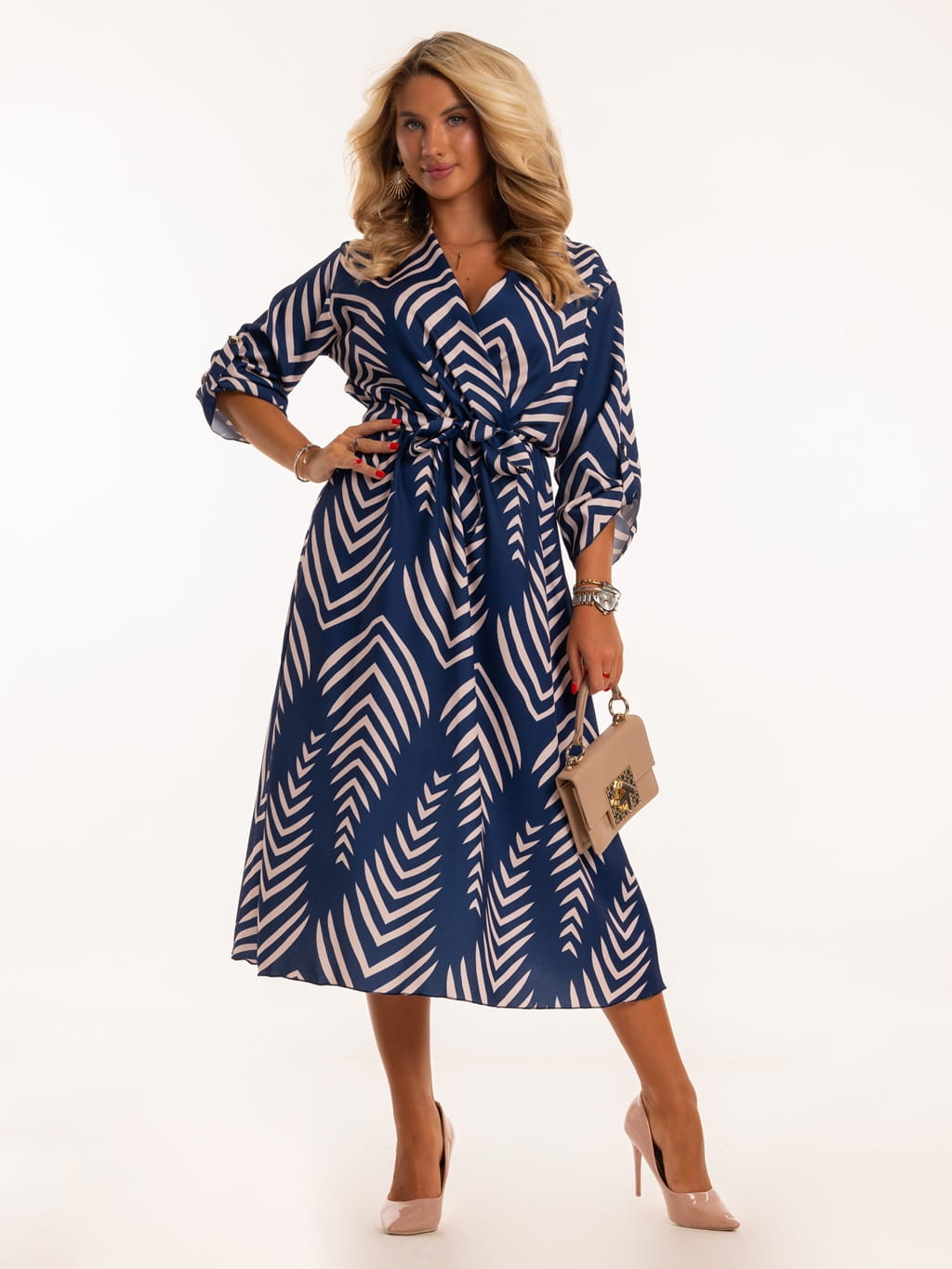 Sukienka kopertowa midi - granat