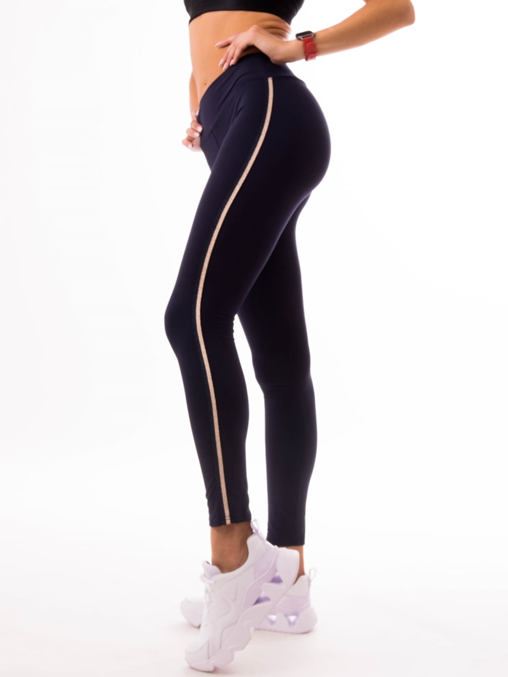 Spodnie legginsy jasny lampas - granat