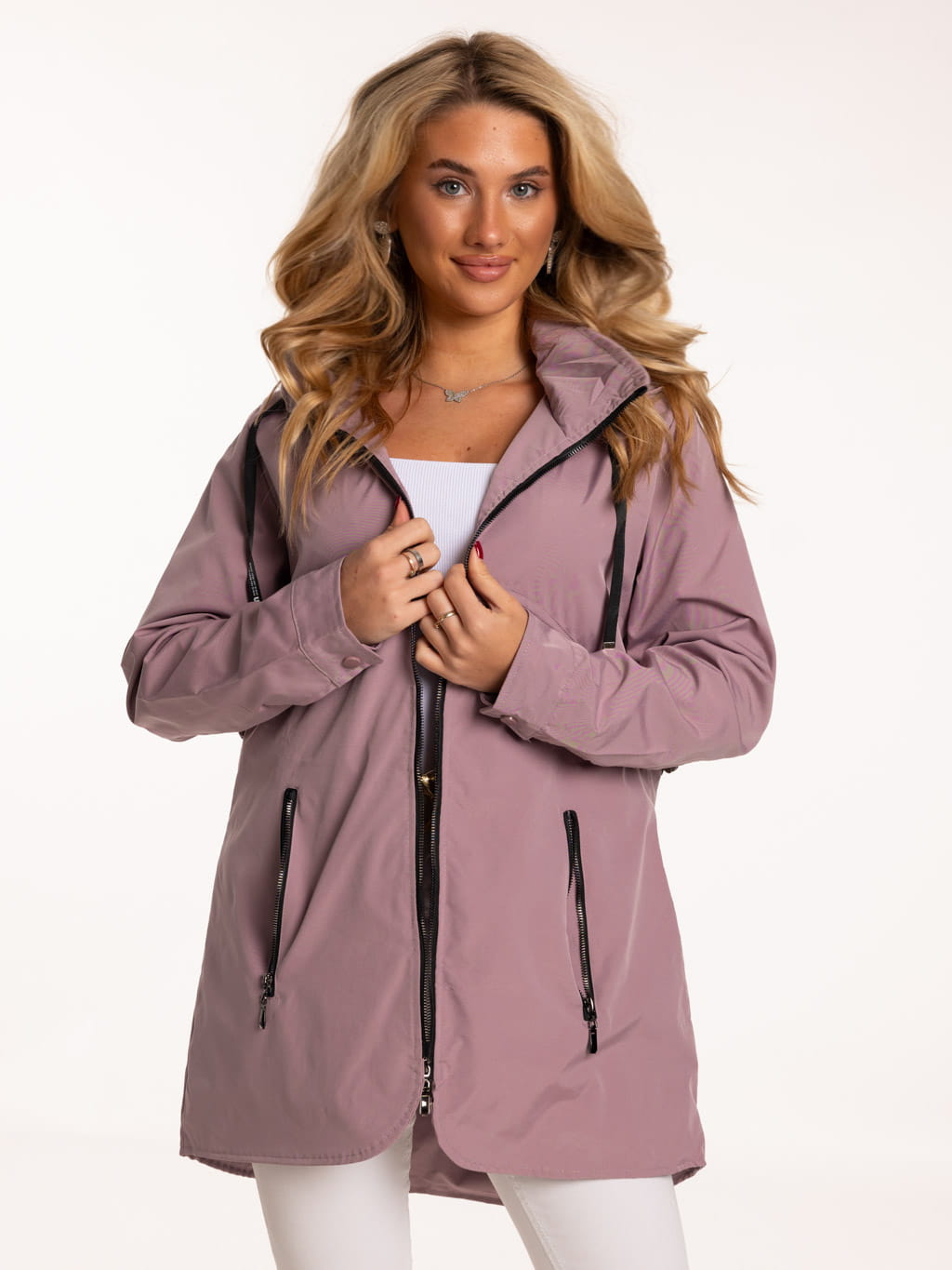 Kurtka parka z kapturem LAURA  - blush
