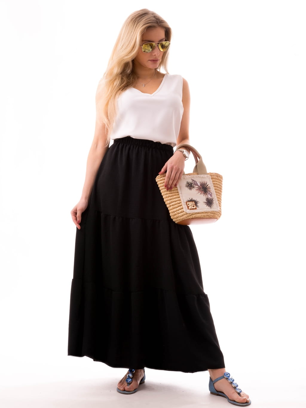 Spódnica maxi plus size - czarna