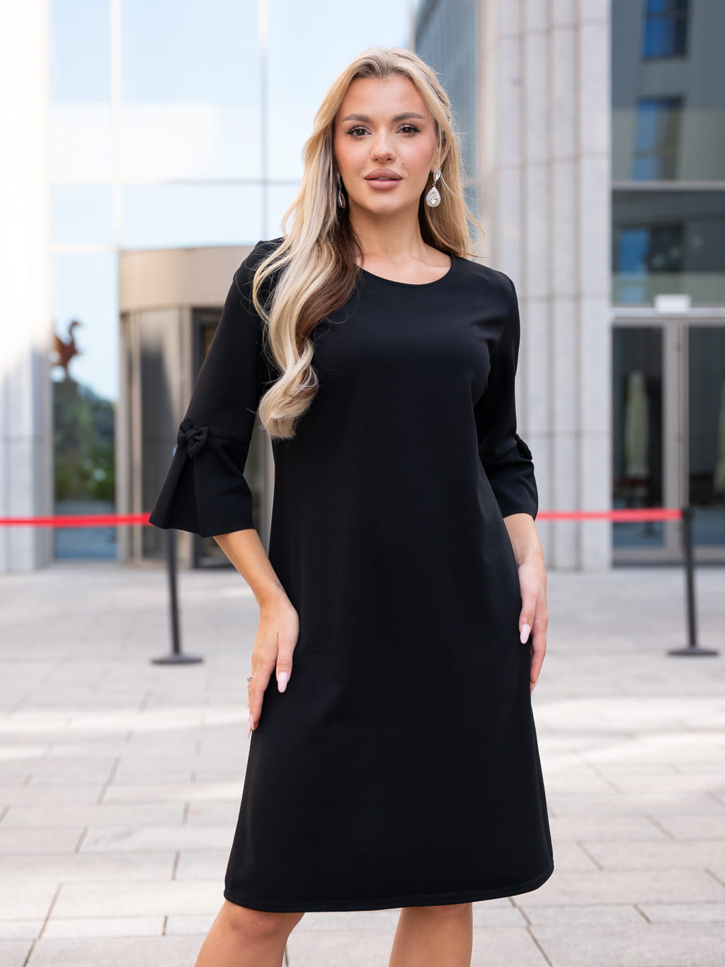 SUKIENKA z kokardkami gładka TESSA - czarny