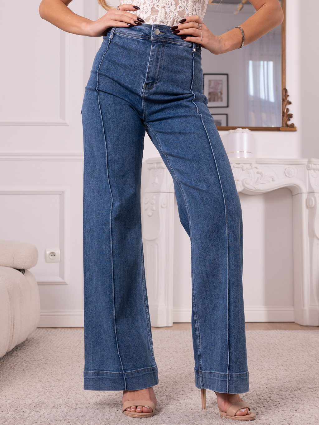 Spodnie JEANSY Wide Leg PRZESZYCIA MARIAM - Dark Blue
