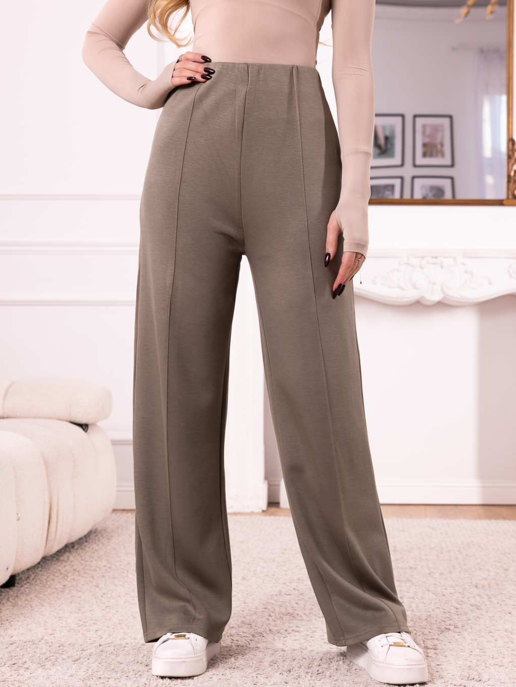 SPODNIE Dresowe PRZESZYCIA Dresy DAYANA - Oliwka