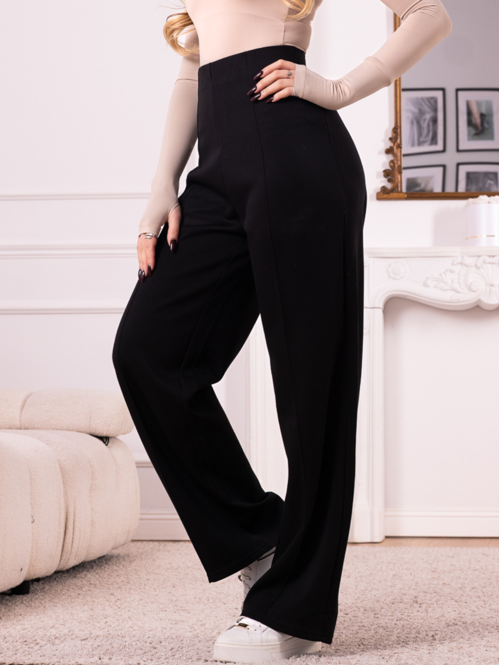 SPODNIE Dresowe PRZESZYCIA Dresy DAYANA - Czarny