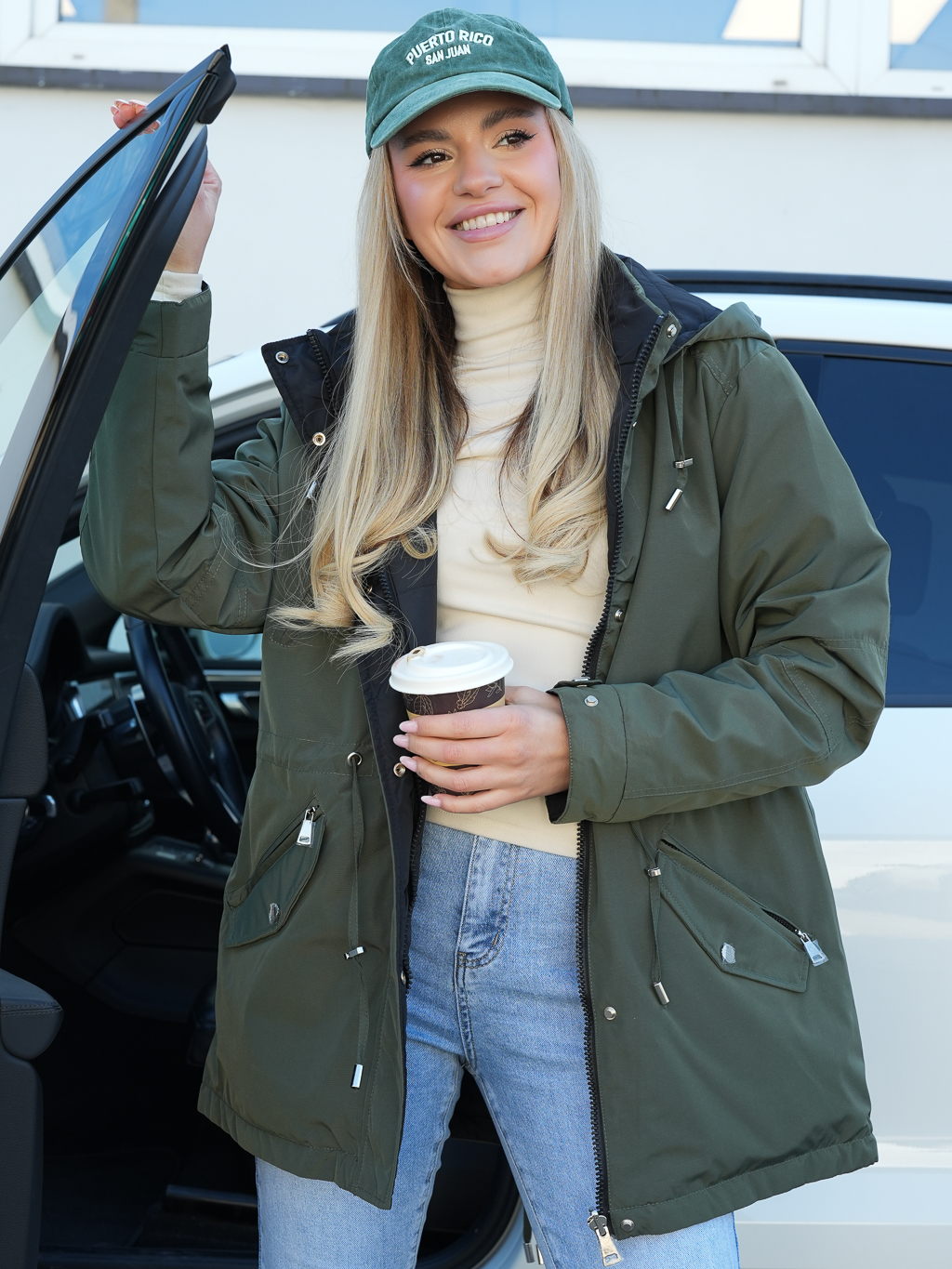 KURTKA Parka DWUSTRONNA EMI - Khaki z Czarnym
