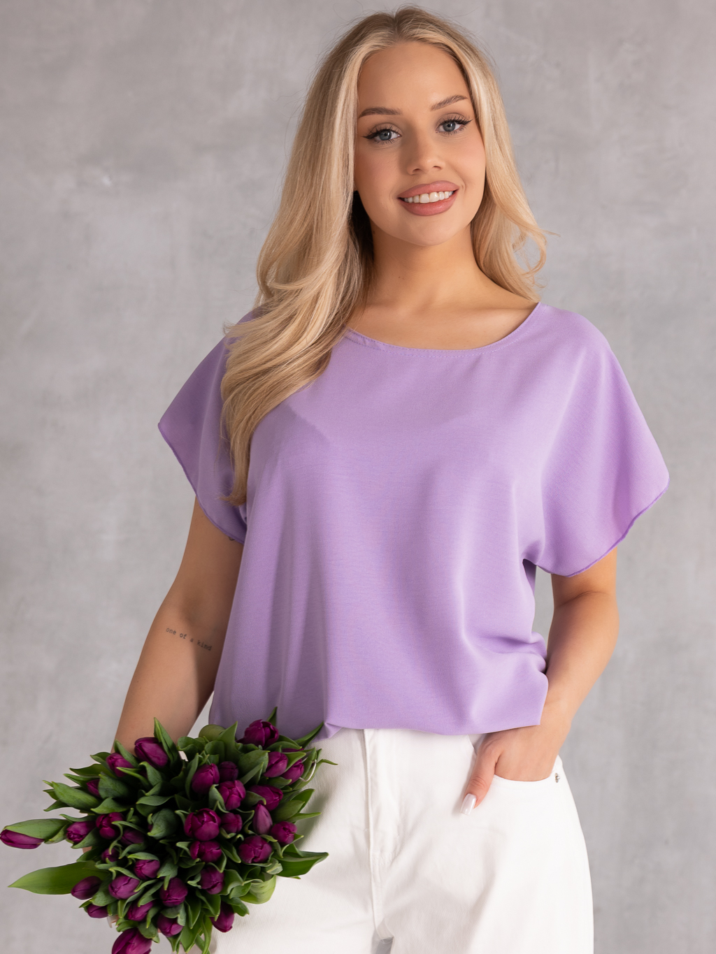 Bluzka kimono gładka - lila