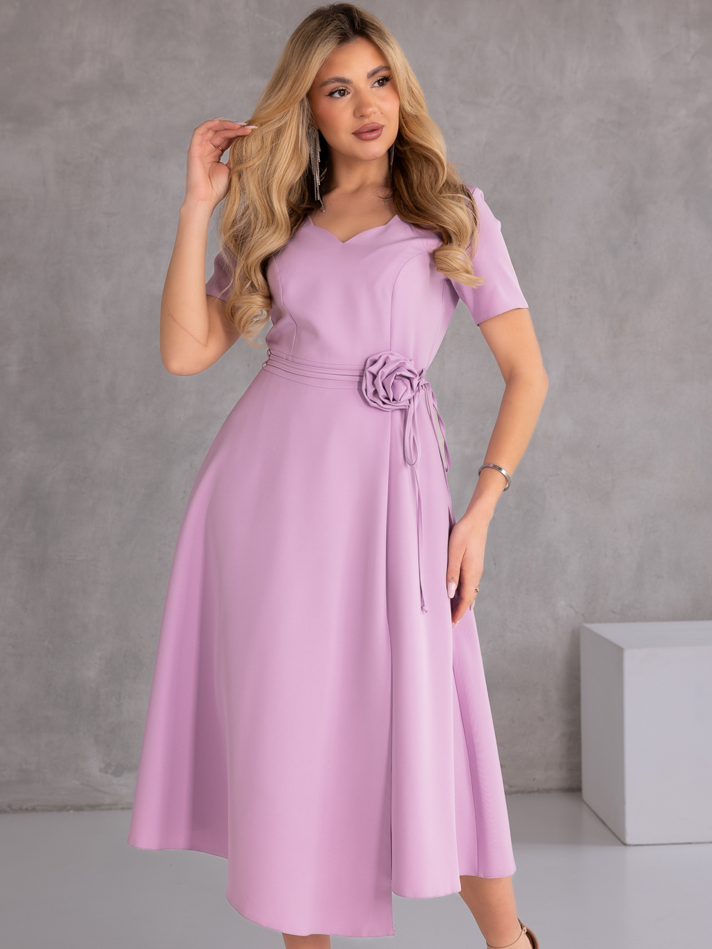 SUKIENKA Rozkloszowana MIDI Róża ZARIAH - Lila