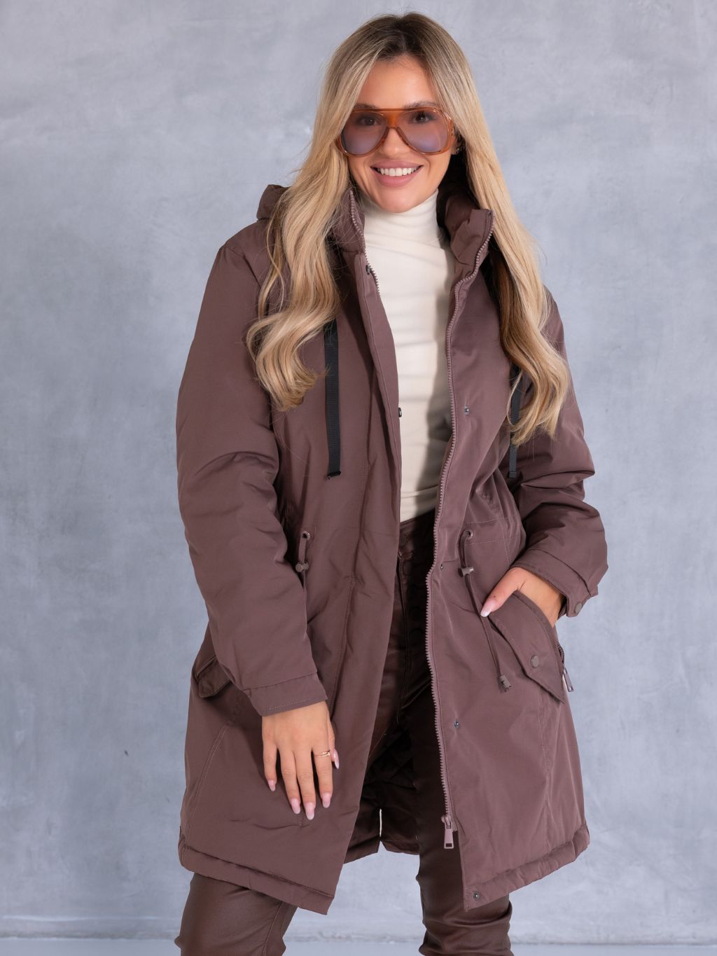 Kurtka parka z kapturem MACY - brown