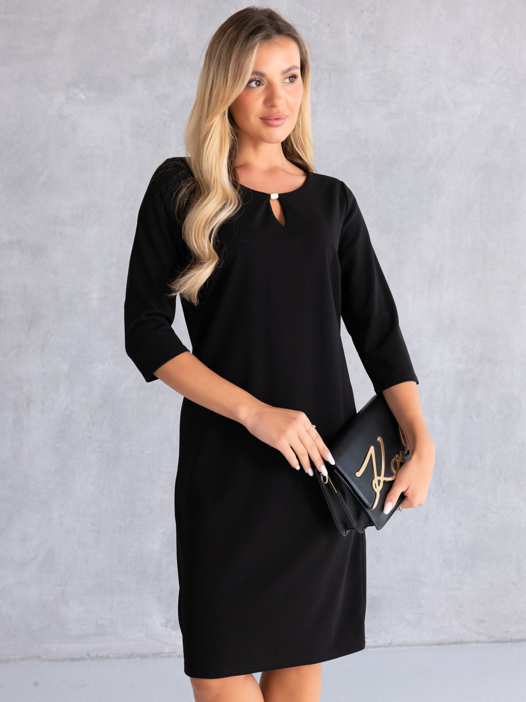SUKIENKA Elegancka prosta z łezką EULA - czarny