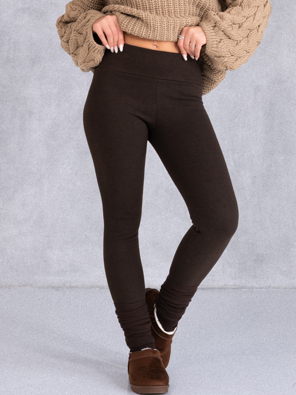 LEGGINSY Modelujące Z Ociepleniem AZALEA - Czekolada